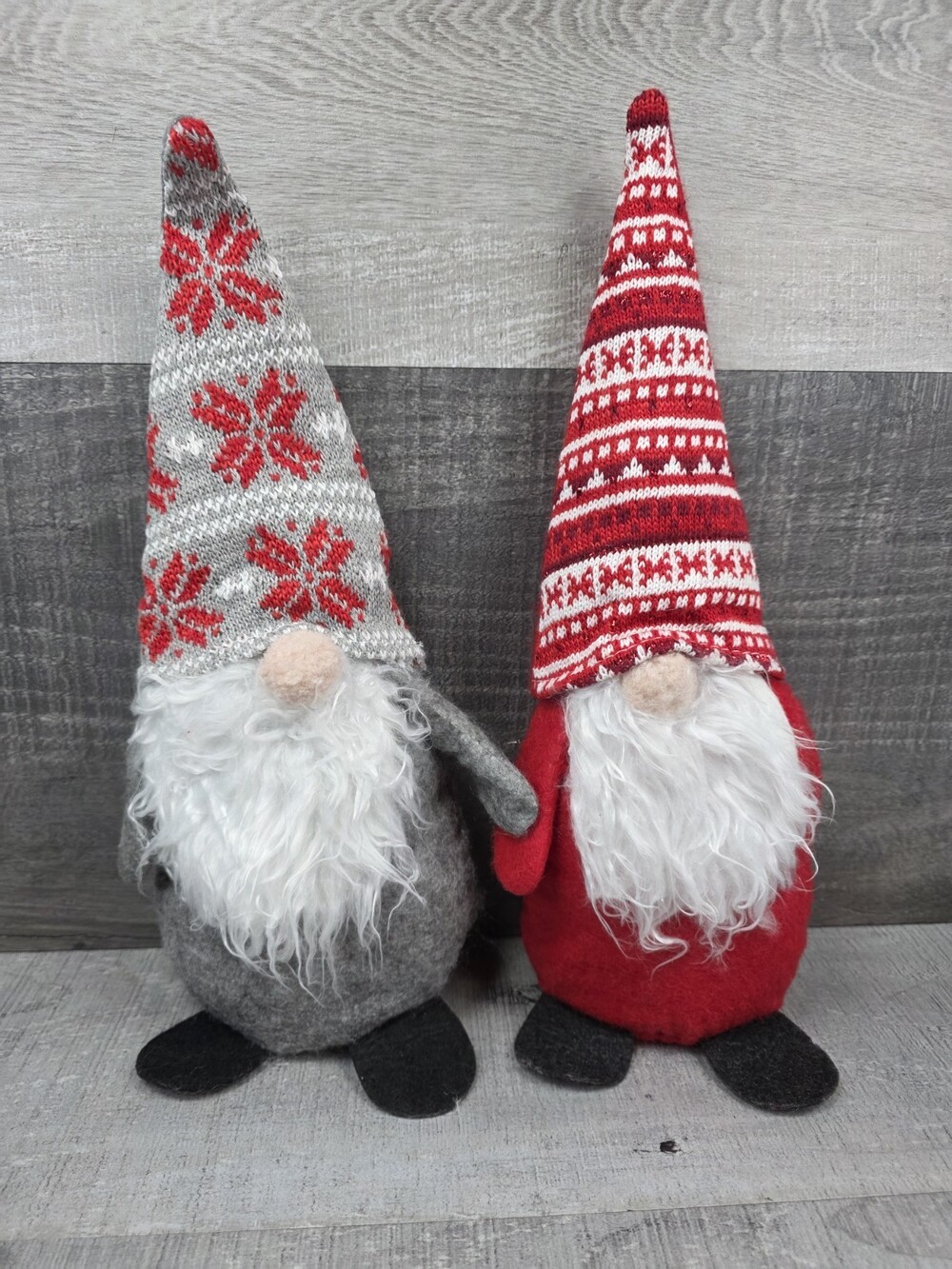 Christmas Gnome Red Gray Nordic 12" Plush Weighted Shelf Sitters Decor Santa g48